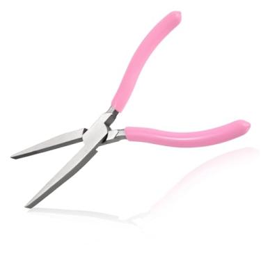 Imagem de LEONTOOL Alicate de nariz plano longo de 19 cm de mandíbula serrilhada alicate de bico de pato alicate de bico de pato suprimentos para fabricação de joias, pesca, embrulho de arame, alicate plano