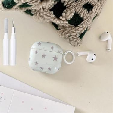 Imagem de Fycyko Capa compatível com Airpods Pro 3 com kit de limpeza, estampa de estrelas, design de estética, à prova de choque, chaveiro para meninas e mulheres, capa protetora, azul