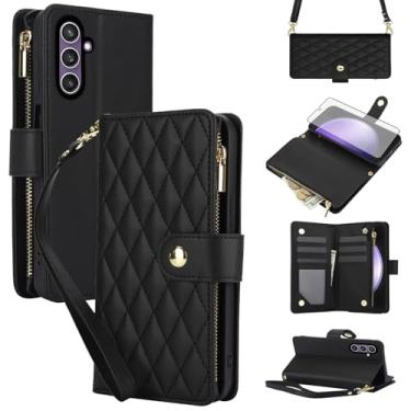 Imagem de Asuwish Capa de celular para Samsung Galaxy S24/S25 5G com protetor de tela de vidro temperado e carteira com zíper, compartimento para cartão, suporte, flip, acessórios para celular S 24 24S 25 25S