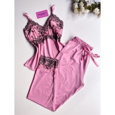 Imagem de Pijama Luxo - Maria Pimenta, Rosa com preto, P