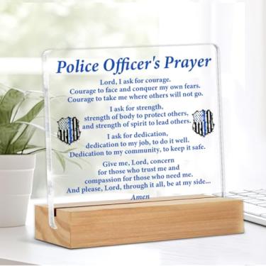 Imagem de Presentes de policial para homens e mulheres, presentes para policiais, formatura, policial, oração, transparente, placa decorativa, escritório, decoração acrílica
