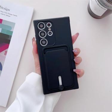 Imagem de Capa de silicone com porta-cartões para Samsung Galaxy S24 S23 S22 S21 S20 Fe Ultra Plus A02 A12 A21s A22 A32 A52 A72 A51 A71 (para Samsung S24/preto)