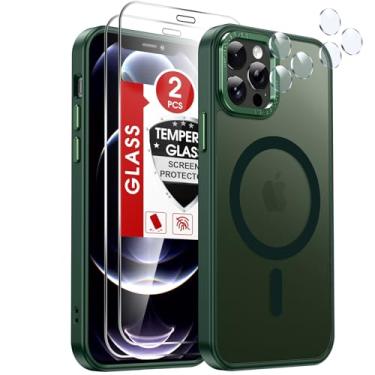 Imagem de LeYi Capa verde para iPhone-12-Pro-Max: [Protetor de tela X2+ Capa para lente da câmera X2] Compatível com Magsafe i Phone 12Pro Promax Magnetic Fundas para iohone 12 Pro Max Protective Women Men
