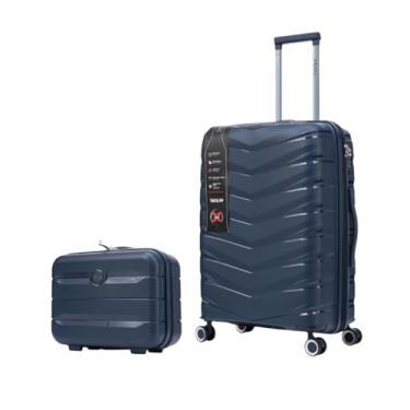 Imagem de Mala Média Expansível Cadeado TSA Original Antifurto Padrão ANAC Rodas Duplas 360° Removíveis + Frasqueira Azul