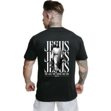 Imagem de Camisa Básica 100% Algodão Premium Estampa Religiosa Jesus Camiseta Or