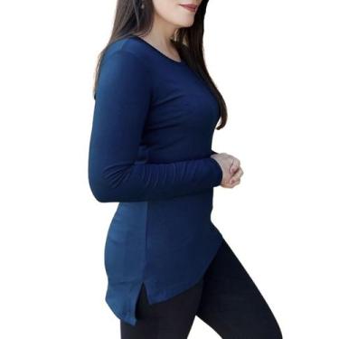 Imagem de Blusa Manga Longa Sobre Legging Feminina Alongada Mullet em Malha - MA