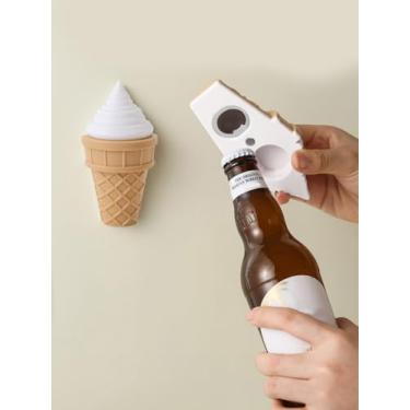 Imagem de Abridor de garrafas em forma de sorvete, abridor de garrafas de cerveja magnético criativo para geladeira - Cole na geladeira para facilitar o armazenamento com ímã, presente para homens, marido, pai