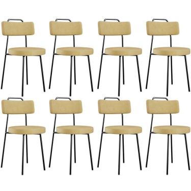 Imagem de Kit 08 Cadeiras Decorativas Estofada Sala De Jantar Barcelona L02 Couríssimo Casco Fendi - Lyam Decor