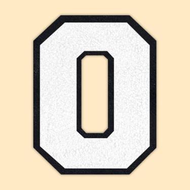Imagem de QianSiLi Adesivos de letras universitárias de chenille branco de 11 cm, letras grandes de ferro para jaquetas Letterman, moletons com capuz, mochilas, coletes, roupas, adesivos individuais de letra O