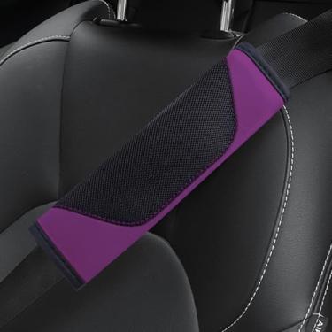 Imagem de Hbxdeco 2 peças de capa de cinto de segurança de carro, capas de cinto de segurança de malha macia e couro para carros, protetor de almofada de cinto de segurança automotivo, capas de alça de ombro