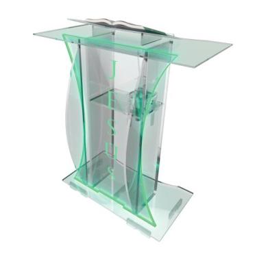 Imagem de Pulpito Acrilico Resistente Bonito 8mm Led e Gravação para Igreja para