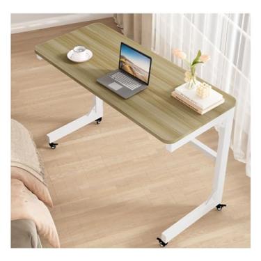 Imagem de Mesa lateral para cama móvel, mesa em forma de C com rodas universais giratórias de 360°, varões de rolamento de carga reforçados, tamanho pequeno, mesa de computador, laptop, mesa, computador