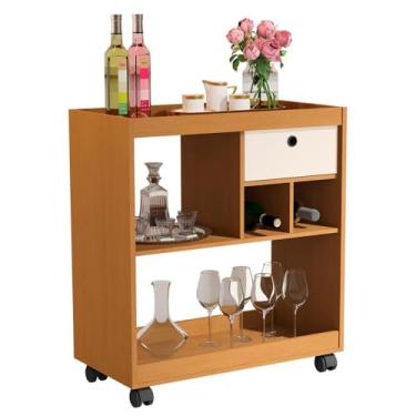 Imagem de Aparador Buffet Barzinho Sala 4000 com 1 Gavetas e Rodízios Nature/off White