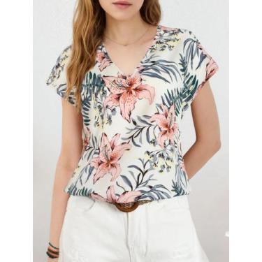 Imagem de Blusa Feminina com Estampa Floral e Decote V - Manga Morcego, BR-G2, B