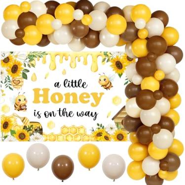 Imagem de Jollyboom Honey Bee Baby Shower Decorations, a Little Honey Is On The Way Baby Shower Backdrop Balloons Arch for Welcome Gender Reveal Pregnancy Gift Party Decorations