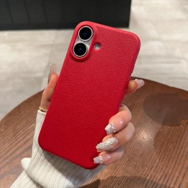 Imagem de HTVJFX Capa de celular luxuosa de couro macio fosco com padrão de silicone à prova de choque para iPhone 15 Pro (para iPhone 15 Pro/vermelho)