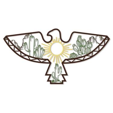 Imagem de Bnesi Arte de parede de metal colorido do sudoeste decoração de parede asteca mexicana para decoração de casa temática do sudoeste, acentos de decoração exclusivos para sala de estar quarto espaços de