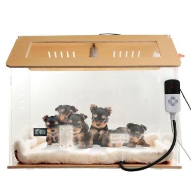 Imagem de Caixa de parto transparente com almofada de aquecimento para filhotes, gatinhos, mamíferos, incubadora de reprodução