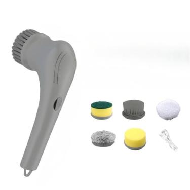 Imagem de Escova De Limpeza Ajustável Janela Banheiro e Cozinha Ferramenta 5 em 1 Recarregável