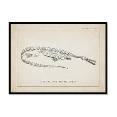 Imagem de Arte de parede de esqueleto de dinossauro vintage, paleontologia, pôsteres em tela, fósseis de dinossauro, impressões artísticas, esboços, fotos, decoração de quarto de menino (SKU10,8x30,5 cm = (20 x