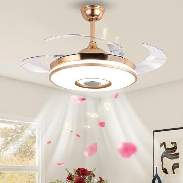 Imagem de 40 Ventiladores De Teto Modernos Com Luzes E Alto-falante Bluetooth Remoto Ventilador De Teto Para Quarto Com Luz Ventilador De Teto Regulável Com Lâmpada Para Sala De Estar L, A-bluetooth