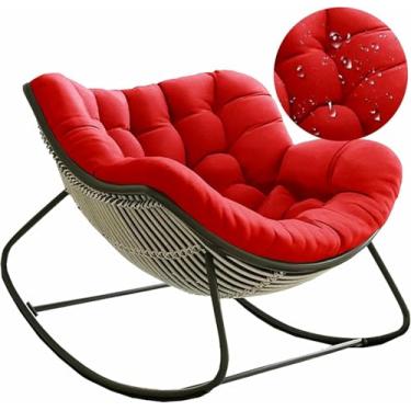 Imagem de Almofada para cadeira de balanço, almofada gigante de substituição para cadeira de balanço, almofadas em formato de ovo para uso interno e externo em pátio, jardim, sala de estar e terraço.