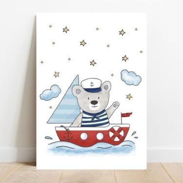 Imagem de Placa Decorativa Urso Marinheiro - TaColado, 40x60cm
