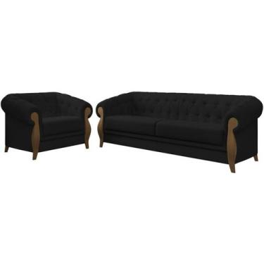 Imagem de Kit Sofa e Poltrona Decorativa Murano Veludo SL 944 Moll - Molufan, SL