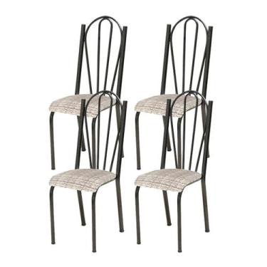 Imagem de Kit 04 Cadeiras Tubular Cromo Preto 021 Assento Rattan - Artefamol, Cr