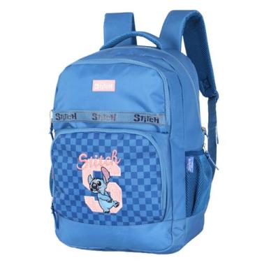 Imagem de Kit Escolar Lilo Stitch Mochila Costas + Estojo Box Original, Azul
