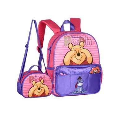 Imagem de Kit Mochila De Costas Ursinho Pooh De Carmuça Escolar Com Lancheira Té