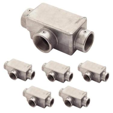 Imagem de Kit 6 Conduletes de Alumínio T 1.1/2" BSP com Tampa  Tramontina - TRAM