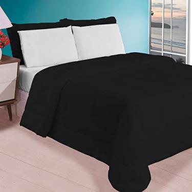 Imagem de Jogo de Cama Queen 4 Peças Edredom com Lençol e Fronhas 400 Fios (Preto)