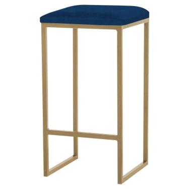 Imagem de Banqueta Billie Base Gold Veludo Azul Gran Belo
