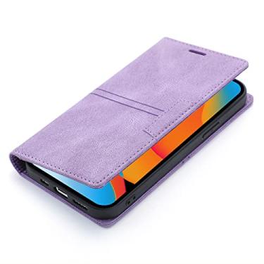 Imagem de Hee Hee Smile Capa protetora de telefone simples e elegante para LG Stylo7 capa de couro capa traseira roxa