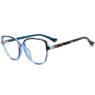 Imagem de Óculos femininos de olho de gato anti-azul, armação leve, duas cores, estampa de leopardo, óculos de literatura, 3, tamanho único