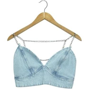 Imagem de Top Denim Jeans Azul Claro Labellamafia.-Feminino