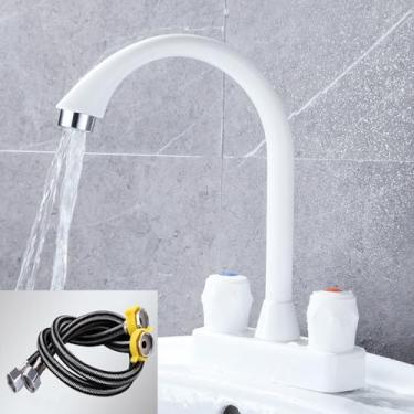 Imagem de Torneira simples para pia do banheiro, lavatório multiuso para cozinha e água fria com furo duplo misturado com alça dupla, adicione tubo de 60 cm