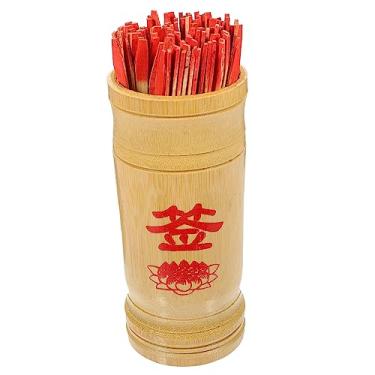 Imagem de 2 conjuntos de bambu hexagrama varas de adivinhação da sorte adereços de jogo da fortuna Chien Tung bastões da sorte chinesa vara de madeira religiosa vara de adivinhação chinesa balde adereço pilar v