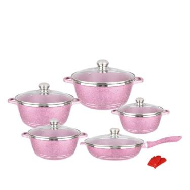 Imagem de BBRILLI Conjunto de 12 Peças Panelas e Frigideiras Antiaderentes, Rosa, Um