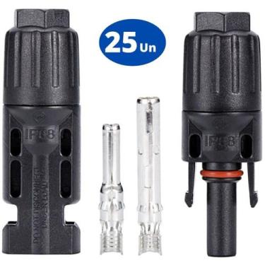 Imagem de Conector Plug Mc4 Painel Placa Cabo Solar Macho Fêmea Kit 25 - Kaztec