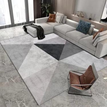 Imagem de Tapete geométrico de luxo leve, moderno, sala de estar, área grande, quarto, sofá, lavável à máquina, decoração, carpetes, flanela, 5.200 x 250 cm, 78,7 x 98 pol.
