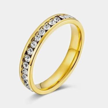 Imagem de Anel Ouro 18k Aparador Aliança Com Pedras Zircônia Banhada - Oremte, 1