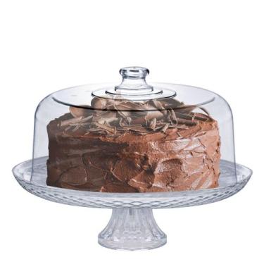 Imagem de Prato Boleira De Vidro Com Pé Tampa Acrílica Verona Gourmet - Ruvolo