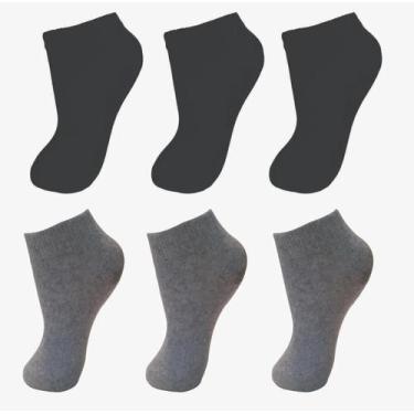 Imagem de Kit Com 12 Pares De Meias Infantil Juvenil Unissex - Naimus, Cinza, Pr