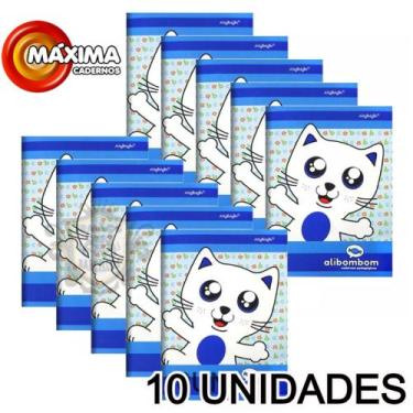 Imagem de Kit 10 Cadernos Brochurão 60 Folhas Sem Pauta Alibombom Capa Flexível 