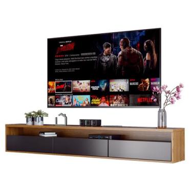 Imagem de Rack Suspenso para TV Life 1.36 Freijo com Preto Acetinado - MoveisAqu