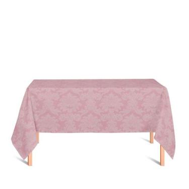 Imagem de Toalha de Mesa Retangular em Tecido Jacquard Rosa Envelhecido Medalhão