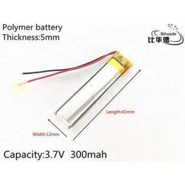 Imagem de 1 Unidade 501240 3,7v 2 Fios 5mm X 12mm X 40mm Com 300mah - KMIG
