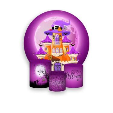 Imagem de Painel De Festa Redondo 1,50x1,50 + Trio De Capas Cilindro - Halloween